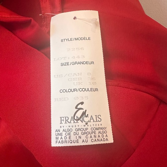 En Francais by Huey Waltzer New Deadstock Vintage 80's Red Cocktail Dress NWT 8 - Picture 9 of 10